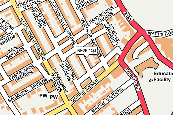 NE26 1QJ map - OS OpenMap – Local (Ordnance Survey) NE26 1QJ map - OS OpenMap – Local (Ordnance Survey)