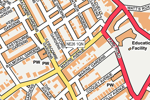 NE26 1QN map - OS OpenMap – Local (Ordnance Survey) NE26 1QN map - OS OpenMap – Local (Ordnance Survey)