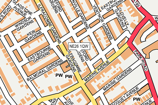 NE26 1QW map - OS OpenMap – Local (Ordnance Survey) NE26 1QW map - OS OpenMap – Local (Ordnance Survey)