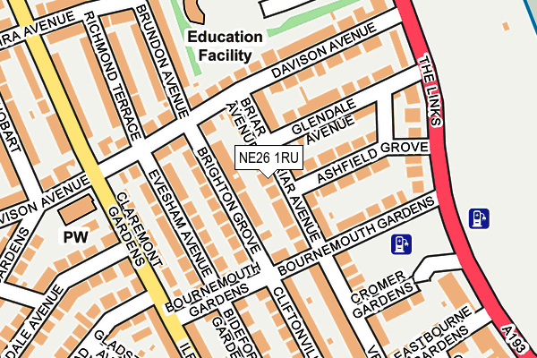 NE26 1RU map - OS OpenMap – Local (Ordnance Survey) NE26 1RU map - OS OpenMap – Local (Ordnance Survey)