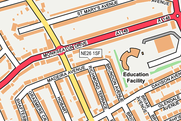 NE26 1SF map - OS OpenMap – Local (Ordnance Survey) NE26 1SF map - OS OpenMap – Local (Ordnance Survey)