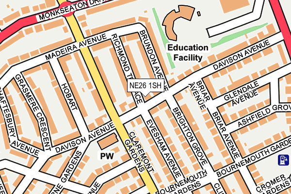 NE26 1SH map - OS OpenMap – Local (Ordnance Survey)