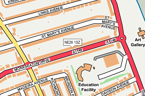 NE26 1SZ map - OS OpenMap – Local (Ordnance Survey) NE26 1SZ map - OS OpenMap – Local (Ordnance Survey)