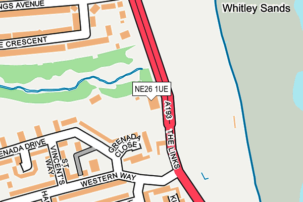 NE26 1UE map - OS OpenMap – Local (Ordnance Survey)