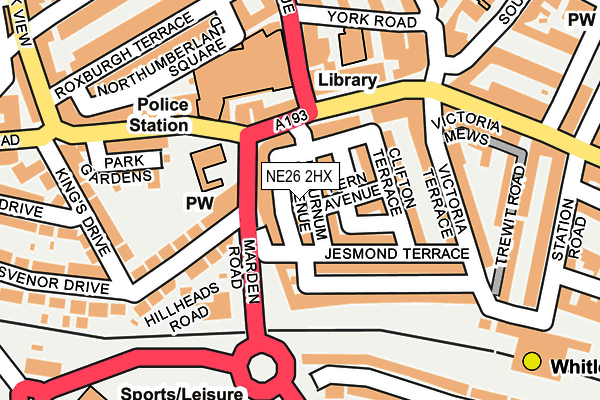 NE26 2HX map - OS OpenMap – Local (Ordnance Survey) NE26 2HX map - OS OpenMap – Local (Ordnance Survey)