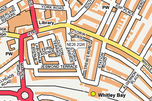 NE26 2QW map - OS OpenMap – Local (Ordnance Survey)