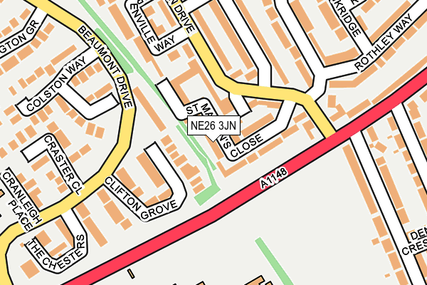 NE26 3JN map - OS OpenMap – Local (Ordnance Survey) NE26 3JN map - OS OpenMap – Local (Ordnance Survey)