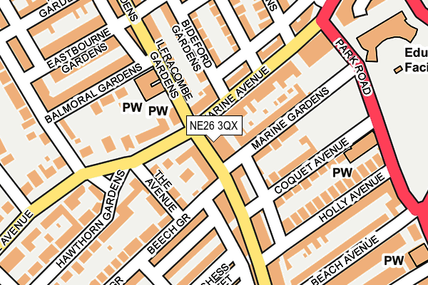NE26 3QX map - OS OpenMap – Local (Ordnance Survey) NE26 3QX map - OS OpenMap – Local (Ordnance Survey)