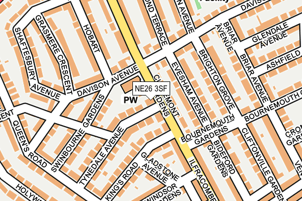 NE26 3SF map - OS OpenMap – Local (Ordnance Survey) NE26 3SF map - OS OpenMap – Local (Ordnance Survey)