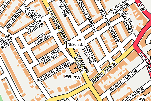 NE26 3SJ map - OS OpenMap – Local (Ordnance Survey) NE26 3SJ map - OS OpenMap – Local (Ordnance Survey)