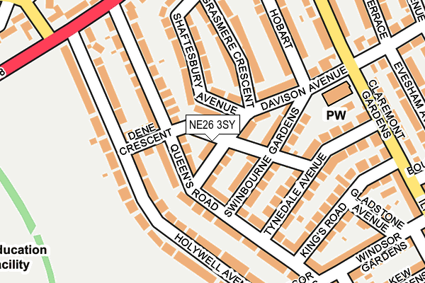 NE26 3SY map - OS OpenMap – Local (Ordnance Survey) NE26 3SY map - OS OpenMap – Local (Ordnance Survey)