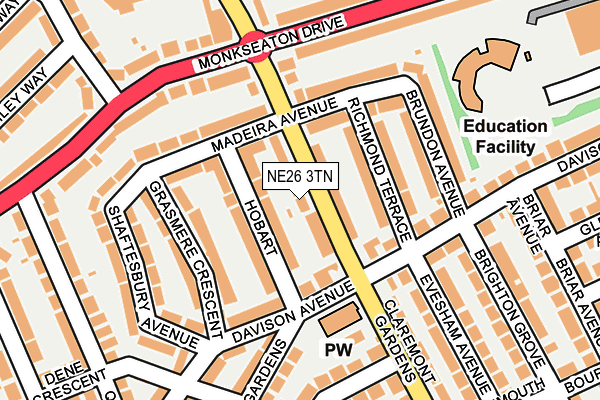 NE26 3TN map - OS OpenMap – Local (Ordnance Survey) NE26 3TN map - OS OpenMap – Local (Ordnance Survey)