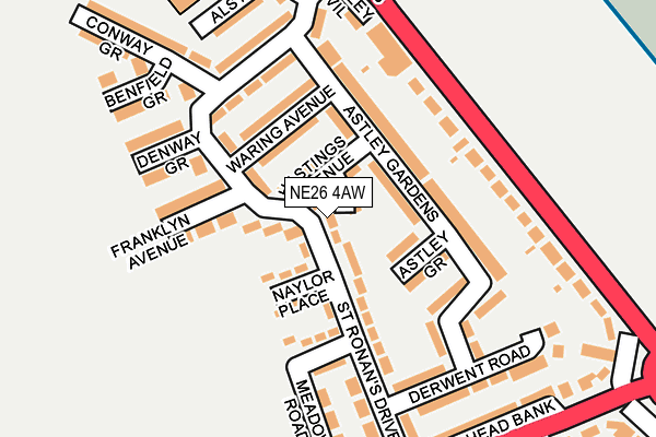 NE26 4AW map - OS OpenMap – Local (Ordnance Survey) NE26 4AW map - OS OpenMap – Local (Ordnance Survey)