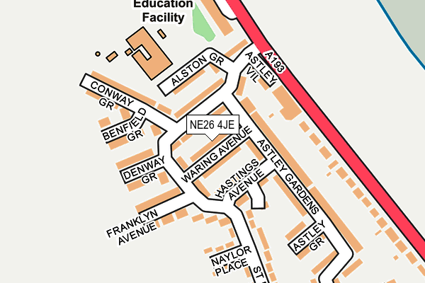 NE26 4JE map - OS OpenMap – Local (Ordnance Survey) NE26 4JE map - OS OpenMap – Local (Ordnance Survey)