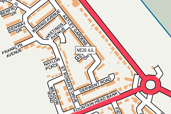 NE26 4JL map - OS OpenMap – Local (Ordnance Survey) NE26 4JL map - OS OpenMap – Local (Ordnance Survey)