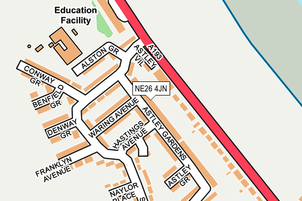 NE26 4JN map - OS OpenMap – Local (Ordnance Survey) NE26 4JN map - OS OpenMap – Local (Ordnance Survey)