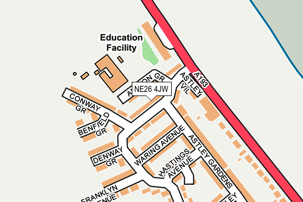 NE26 4JW map - OS OpenMap – Local (Ordnance Survey) NE26 4JW map - OS OpenMap – Local (Ordnance Survey)