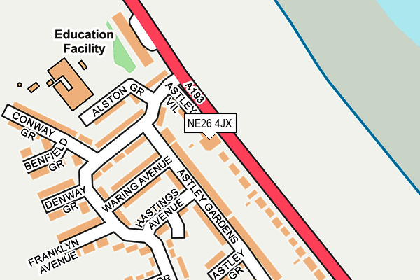 NE26 4JX map - OS OpenMap – Local (Ordnance Survey) NE26 4JX map - OS OpenMap – Local (Ordnance Survey)