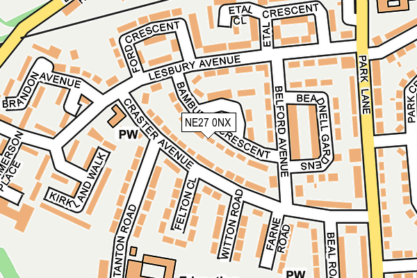 NE27 0NX map - OS OpenMap – Local (Ordnance Survey)