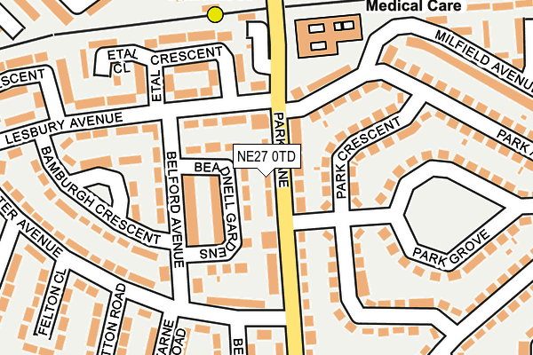 NE27 0TD map - OS OpenMap – Local (Ordnance Survey) NE27 0TD map - OS OpenMap – Local (Ordnance Survey)