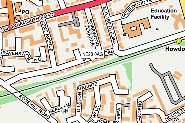 NE28 0AG map - OS OpenMap – Local (Ordnance Survey) NE28 0AG map - OS OpenMap – Local (Ordnance Survey)