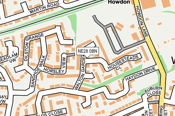 NE28 0BN map - OS OpenMap – Local (Ordnance Survey)