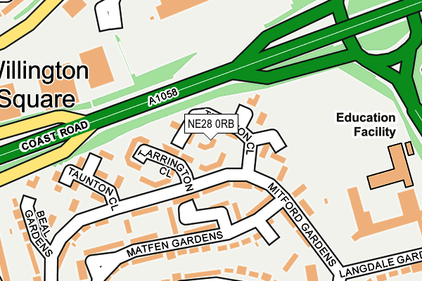 NE28 0RB map - OS OpenMap – Local (Ordnance Survey) NE28 0RB map - OS OpenMap – Local (Ordnance Survey)