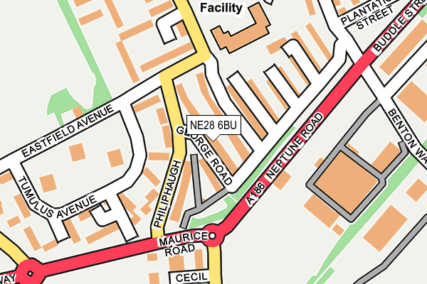 NE28 6BU map - OS OpenMap – Local (Ordnance Survey)