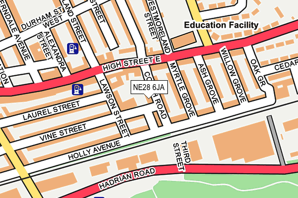 NE28 6JA map - OS OpenMap – Local (Ordnance Survey) NE28 6JA map - OS OpenMap – Local (Ordnance Survey)