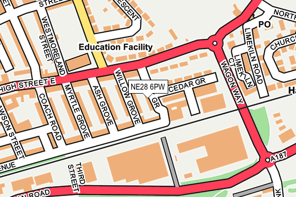 NE28 6PW map - OS OpenMap – Local (Ordnance Survey) NE28 6PW map - OS OpenMap – Local (Ordnance Survey)
