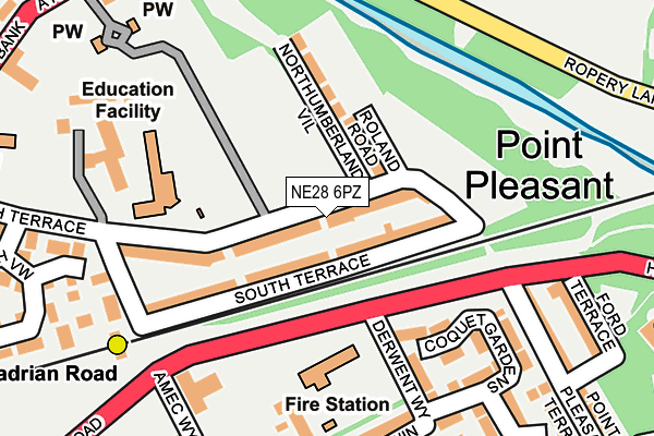 NE28 6PZ map - OS OpenMap – Local (Ordnance Survey)