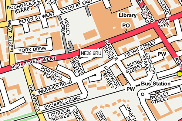 NE28 6RU map - OS OpenMap – Local (Ordnance Survey)