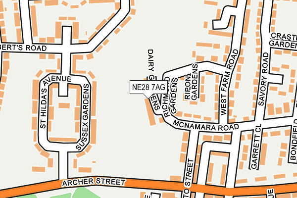 NE28 7AG map - OS OpenMap – Local (Ordnance Survey) NE28 7AG map - OS OpenMap – Local (Ordnance Survey)