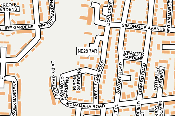 NE28 7AR map - OS OpenMap – Local (Ordnance Survey) NE28 7AR map - OS OpenMap – Local (Ordnance Survey)
