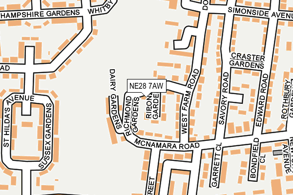 NE28 7AW map - OS OpenMap – Local (Ordnance Survey) NE28 7AW map - OS OpenMap – Local (Ordnance Survey)