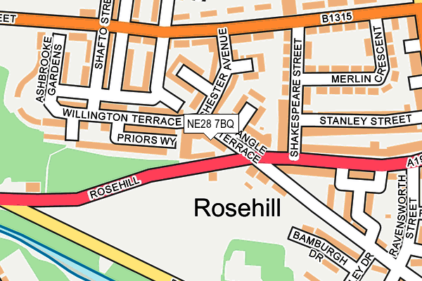 NE28 7BQ map - OS OpenMap – Local (Ordnance Survey) NE28 7BQ map - OS OpenMap – Local (Ordnance Survey)