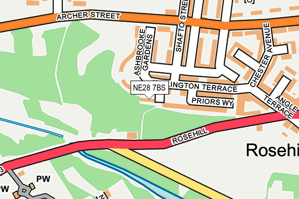 NE28 7BS map - OS OpenMap – Local (Ordnance Survey) NE28 7BS map - OS OpenMap – Local (Ordnance Survey)