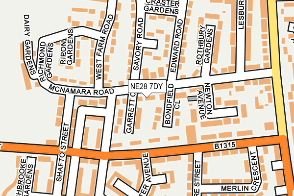 NE28 7DY map - OS OpenMap – Local (Ordnance Survey) NE28 7DY map - OS OpenMap – Local (Ordnance Survey)