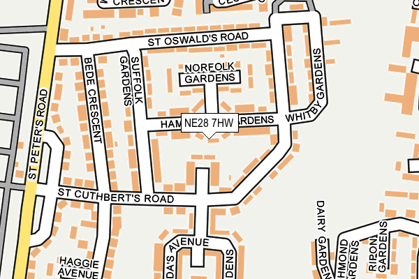 NE28 7HW map - OS OpenMap – Local (Ordnance Survey) NE28 7HW map - OS OpenMap – Local (Ordnance Survey)