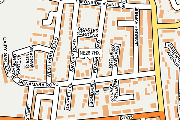 NE28 7HX map - OS OpenMap – Local (Ordnance Survey)