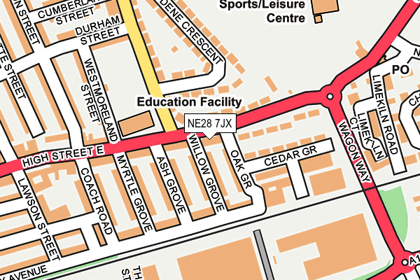 NE28 7JX map - OS OpenMap – Local (Ordnance Survey) NE28 7JX map - OS OpenMap – Local (Ordnance Survey)