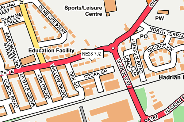 NE28 7JZ map - OS OpenMap – Local (Ordnance Survey) NE28 7JZ map - OS OpenMap – Local (Ordnance Survey)