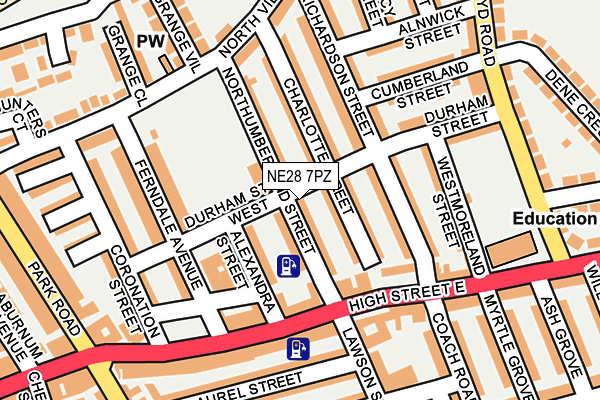 NE28 7PZ map - OS OpenMap – Local (Ordnance Survey) NE28 7PZ map - OS OpenMap – Local (Ordnance Survey)