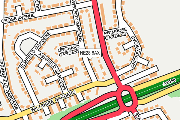 NE28 8AX map - OS OpenMap – Local (Ordnance Survey) NE28 8AX map - OS OpenMap – Local (Ordnance Survey)