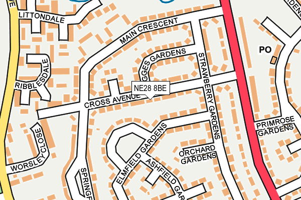 NE28 8BE map - OS OpenMap – Local (Ordnance Survey) NE28 8BE map - OS OpenMap – Local (Ordnance Survey)