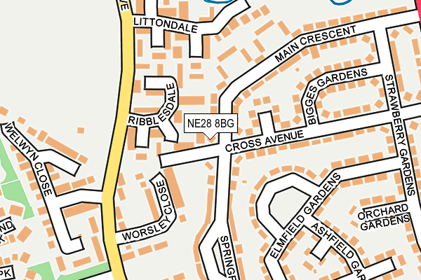 NE28 8BG map - OS OpenMap – Local (Ordnance Survey) NE28 8BG map - OS OpenMap – Local (Ordnance Survey)