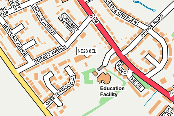 NE28 8EL map - OS OpenMap – Local (Ordnance Survey)