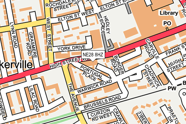NE28 8HZ map - OS OpenMap – Local (Ordnance Survey)