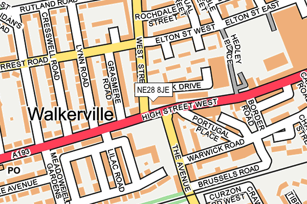 NE28 8JE map - OS OpenMap – Local (Ordnance Survey) NE28 8JE map - OS OpenMap – Local (Ordnance Survey)