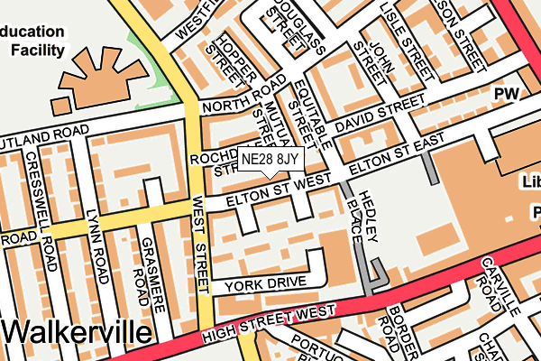 NE28 8JY map - OS OpenMap – Local (Ordnance Survey)
